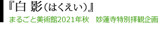 『白影(はくえい)』
まるごと美術館2021年秋 妙蓮寺特別拝観企画
日時=2021年12月4日(土) 18:20~
朗読=佐野 真希子
フレットレスベース=トタニ ハジメ